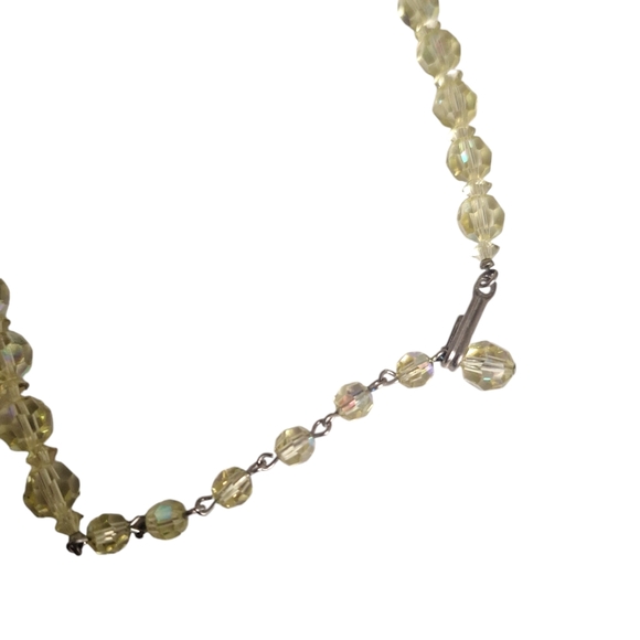 Vintage Pale Yellow AB Crystal Necklace 12-15" - Picture 3 of 5